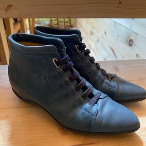 Fluevog - Blue Leather Ankle Boots